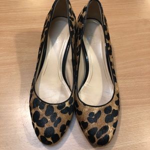 Cole Haan Leopard print slip on heels